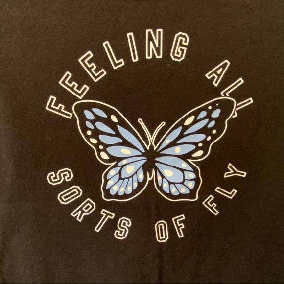 Justice, Girls Butterfly Black T-Shirt SZ(12) - Picture 2 of 4